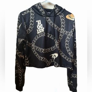 Cropped Black Nike Hoodie w/ gold chains